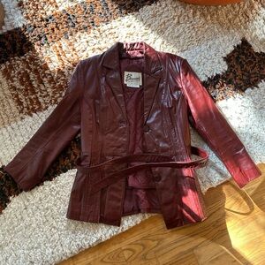 vintage red leather jacket
